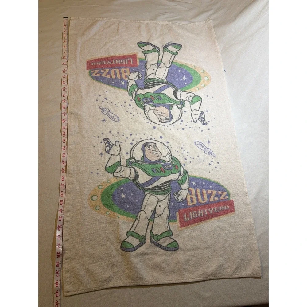 Disney Pixar Toy Story Buzz Lightyear Kids Beach Towel White Green Space Ranger‎